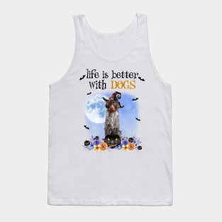 German Wirehaired Pointer Witch Hat Life Is Better With Dogs Tank Top